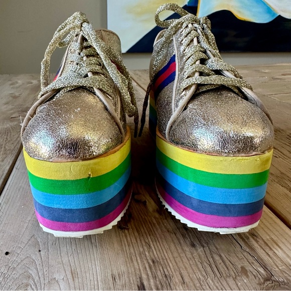 Bamboo Gold Rainbow Platform Shoes Women’s Size 7 - Picture 8 of 14